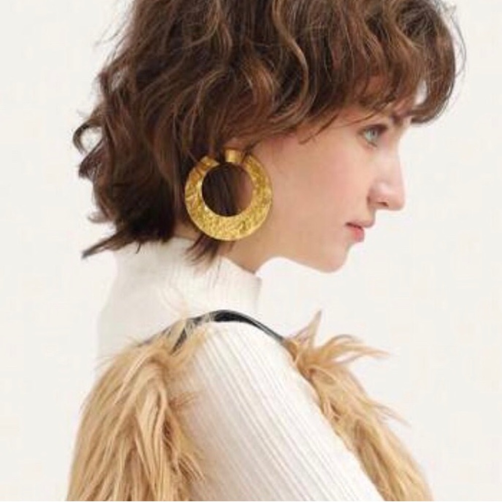 ✨3for$38 New Zara Textured Circular Open Hoop Earrings - Picture 5 of 16